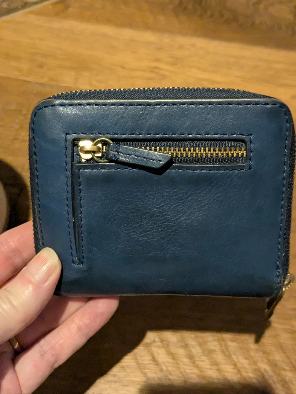 Navy & Tan Trimmed Canvas Barrel Bag with Fossil Navy Wallet - Picture 6 of 10
